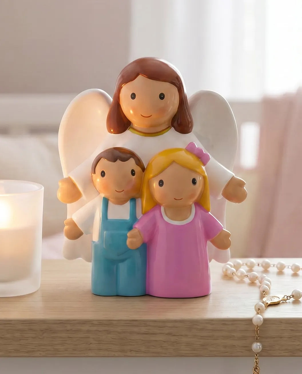 Little Drops of Water Miniature Saint Statue An Angel Watching Over Us Miniature Saint Statue
