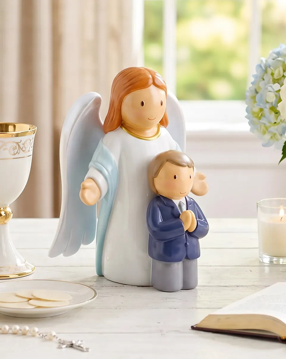 Little Drops of Water Miniature Saint Statue Heaven Walks With Me — Boy Miniature Saint Statue