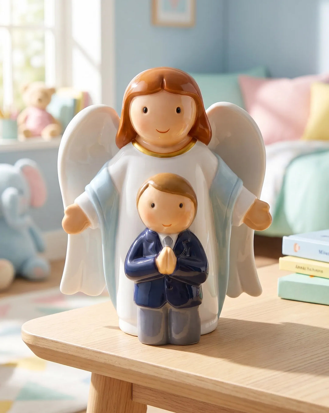 Little Drops of Water Miniature Saint Statue Heaven Walks With Me — Boy Miniature Saint Statue