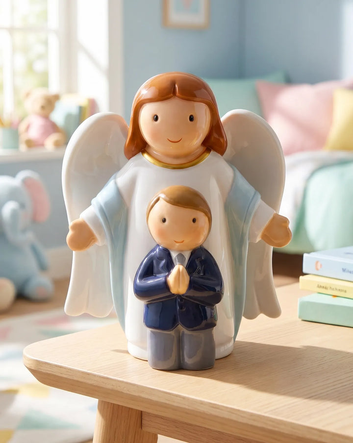 Little Drops of Water Miniature Saint Statue Heaven Walks With Me — Boy Miniature Saint Statue