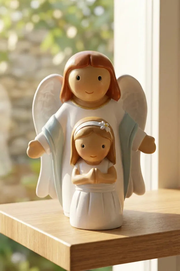 Little Drops of Water Miniature Saint Statue Heaven Walks With Me — Girl Miniature Saint Statue
