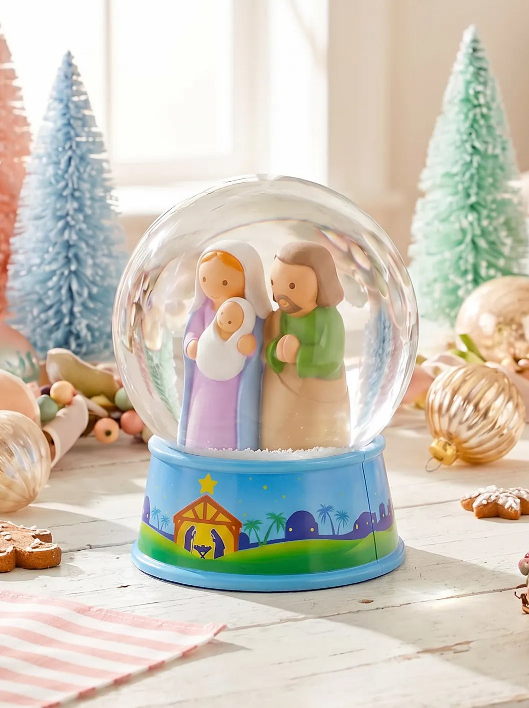 Little Drops of Water Miniature Saint Statue Holy Family Waterglobe