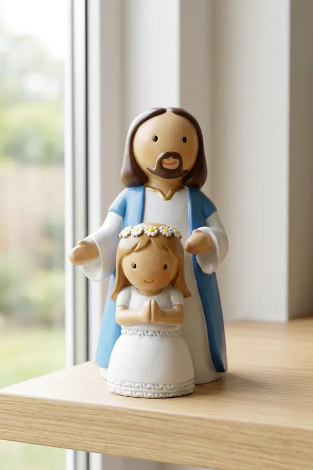 Little Drops of Water Miniature Saint Statue Walking With Jesus —  Girl Miniature Statue