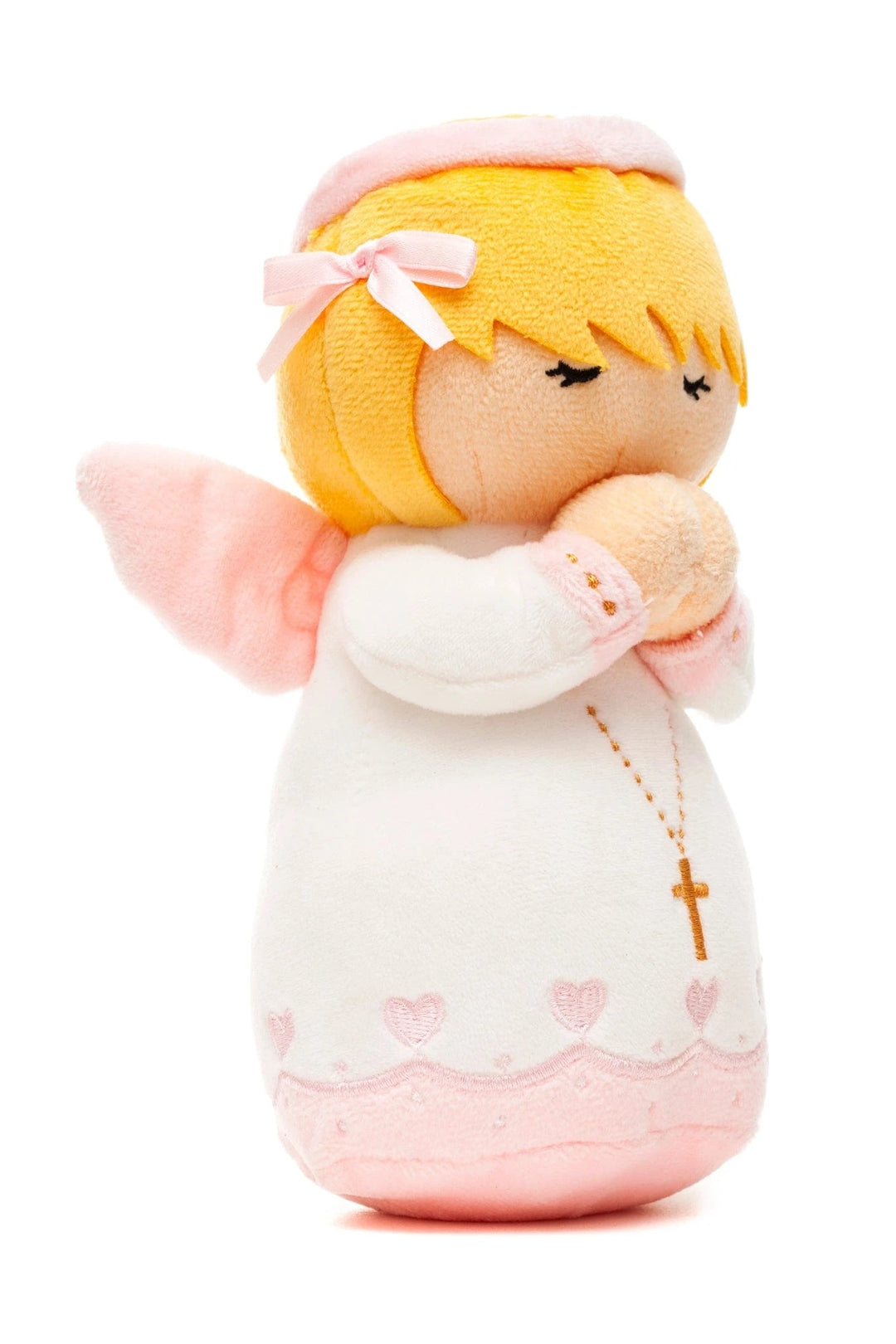 Guardian Angel Girl Catholic Plush Doll Divine Protection Side View - Little Drops of Water