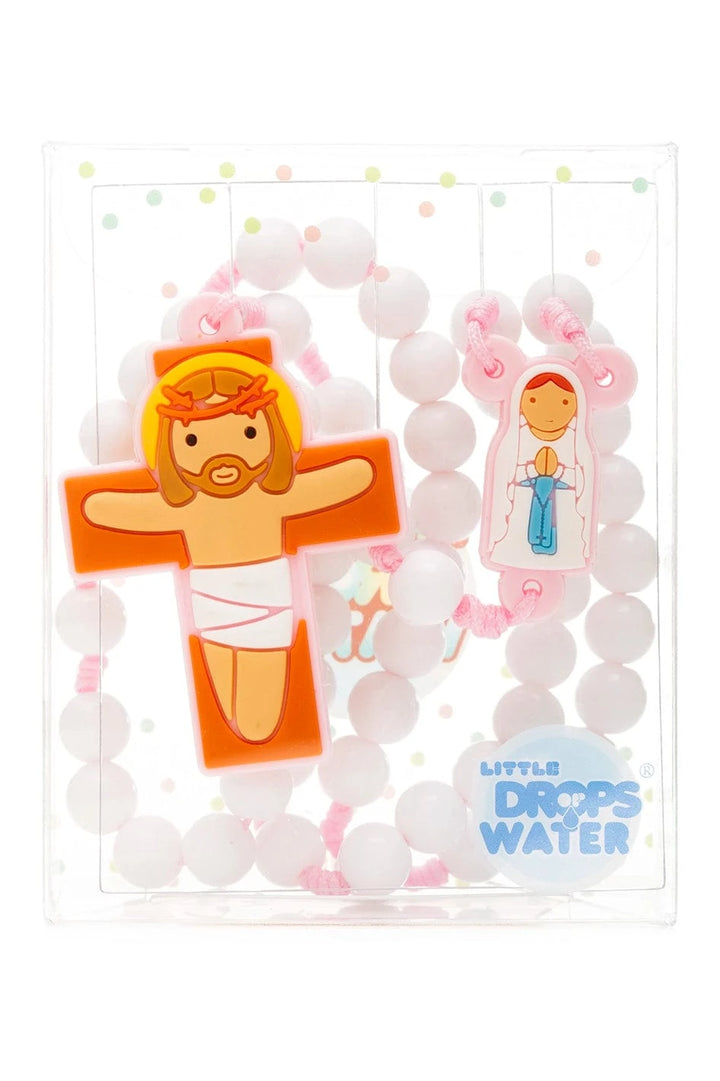 Little Drops of Water® Rosaries Lady Of Lourdes Pink | First Communion & Baptism Gift