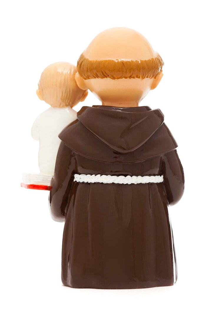 Saint Anthony figurine back view hand-painted details

